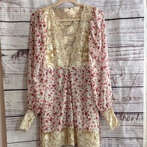 For Love And Lemons Floral Lace Long Sleeve Dress
